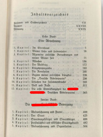 Adolf Hitler "Mein Kampf" , rote " Tornisterausgabe" von 1940, überreicht von der Kreisleitung Konstanz 1941. Guter Zustand