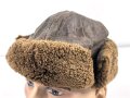 Russland / UDSSR, lederne Wintermütze in Stil des 2. Weltkrieg, Ungereinigt