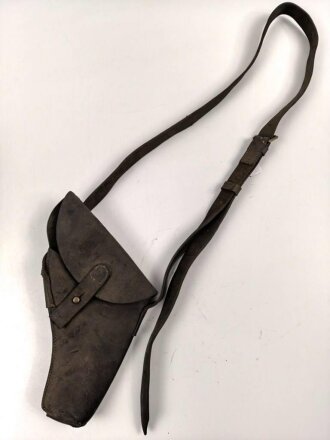 Tasche für eine Signalpistole, Leder mit Messingbeschlägen. Ungereinigtes Stück