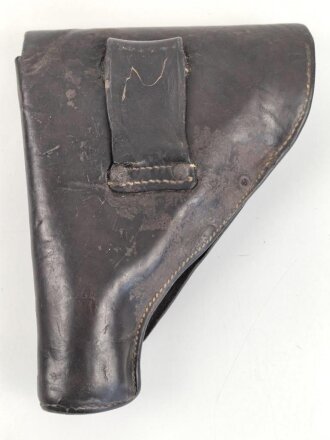 Pistolentasche dunkelbraunes Leder, wohl Tschechoslowakei, Leder trocken