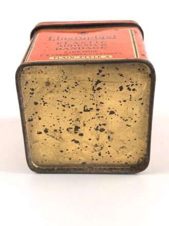 Großbritannien, Blechdose  "Elastoplast Elastic Adhesive Bandage" 7 x 7 x 6,5cm, most likely WWII era
