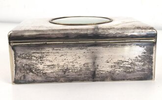 "Korpspreisschießen 1909" schwere Andenkendose , Buntmetall versilbert. Maße 22,5 x 17 x 8cm