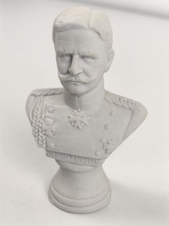 Kaiserreich und 1. Weltkrieg, kleine Büste Darstellend "von Mackensen". Bisquitporzellan, Höhe 13cm, unbeschädigt