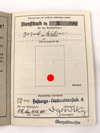 Nachlass eines Festungsbau Angehörigen
