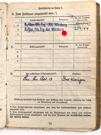 Soldbuch, Wehrpaß und Feldpost eines Sanitäters