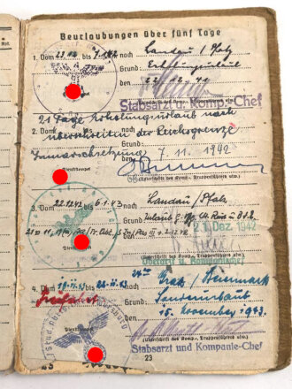 Soldbuch, Wehrpaß und Feldpost eines Sanitäters