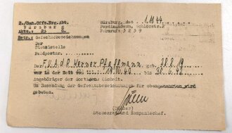 Soldbuch, Wehrpaß und Feldpost eines Sanitäters