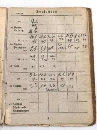 Soldbuch, Wehrpaß und Feldpost eines Sanitäters