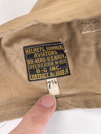 U.S. Navy WWII, Summer Aviators Helmet, size 7 1/4, very good condition