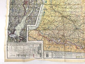 British WWII silk escape map 43A " France, Belgium Holland" . Issued to both Brotish and U.S. paratroopers. Bery good condition