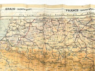 British WWII silk escape map 43K "Spain, Portugal,...