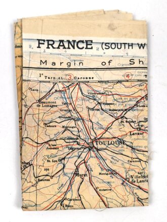 British WWII silk escape map 43K "Spain, Portugal, France" . Issued to both Brotish and U.S. paratroopers. Bery good condition