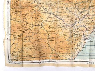 British WWII silk escape map 43K "Spain, Portugal, France" . Issued to both Brotish and U.S. paratroopers. Bery good condition