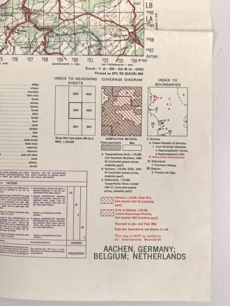 U.S. Army , 1961 dated map of "Aachen"