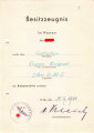 Besitzzeugnis zum Kubanschild für einen Gefreiten im 2.Bau-Pi.-Btl.51 . DIN A5, gelocht