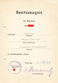 Besitzzeugnis zum Kubanschild für einen Gefreiten im 1. / Schwadr. Div. Füs. Btl. 73 . DIN A5, gelocht