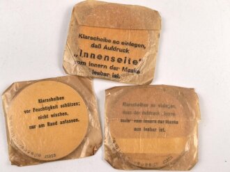 Gasmaske Wehrmacht in Bereitschaftsbüchse. Alle Teile 1937 und 1938 gestempelt. Weicher Maskenkörper