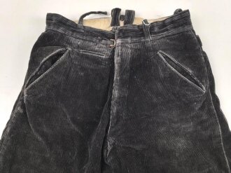 Hitlerjugend, schwarze, kurze Cordhose. Das RZM Etikett...