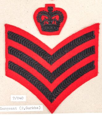 Großbritannien, Sammlung Rangabzeichen Heer, auf Karton getackert