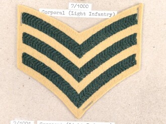 Großbritannien, Sammlung Rangabzeichen Heer, auf Karton getackert