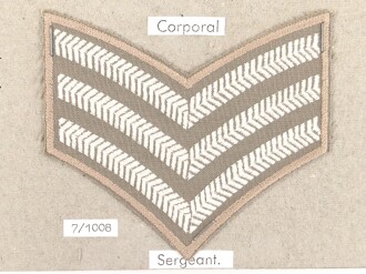 Großbritannien, Sammlung Rangabzeichen Heer, auf Karton getackert