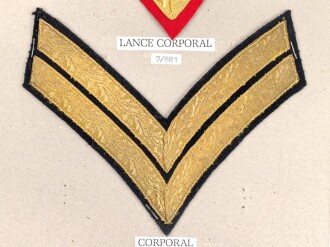 Großbritannien, Sammlung Rangabzeichen Heer, auf Karton getackert