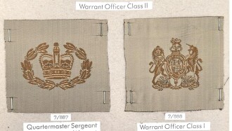 Großbritannien, Sammlung Rangabzeichen Heer, auf Karton getackert