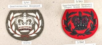 Großbritannien, Sammlung Mützenabzeichen Heer, auf Karton getackert