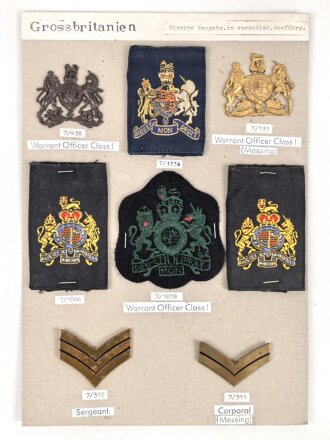 Großbritannien, Sammlung Rangabzeichen Heer, auf...