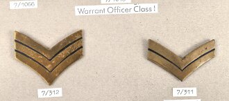 Großbritannien, Sammlung Rangabzeichen Heer, auf Karton getackert