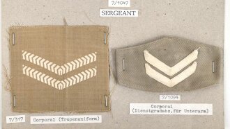Großbritannien, Sammlung Rangabzeichen Heer, auf Karton getackert