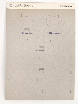 Großbritannien, Sammlung Rangabzeichen Heer, auf Karton getackert