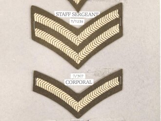 Großbritannien, Sammlung Rangabzeichen Heer, auf Karton getackert