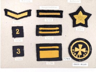 Großbritannien, Sammlung Ärmelabzeichen Zivilschutz, auf Karton getackert