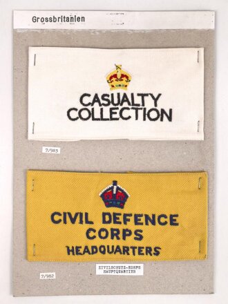 Großbritannien, Sammlung Armbinden Zivilschutz, auf...