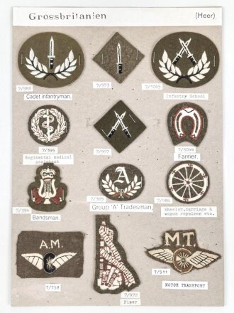 Großbritannien, Sammlung Ärmelabzeichen Heer,...