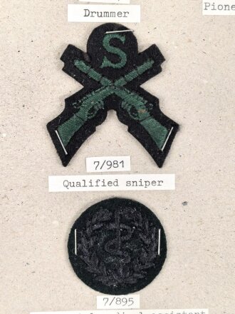 Großbritannien, Sammlung Ärmelabzeichen Heer, auf Karton getackert