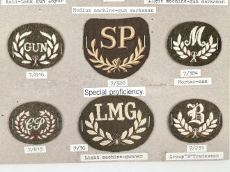 Großbritannien, Sammlung Ärmelabzeichen Heer, auf Karton getackert