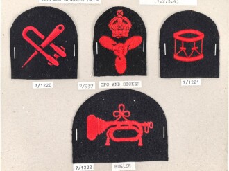 Großbritannien, Sammlung Ärmelabzeichen Marine, auf Karton getackert