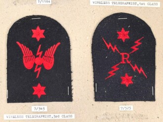 Großbritannien, Sammlung Ärmelabzeichen Marine, auf Karton getackert