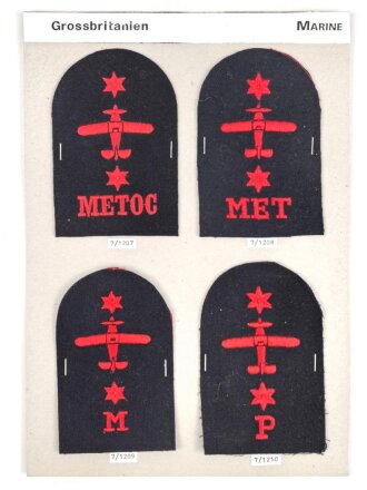 Großbritannien, Sammlung Ärmelabzeichen Marine, auf Karton getackert