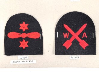 Großbritannien, Sammlung Ärmelabzeichen Marine, auf Karton getackert