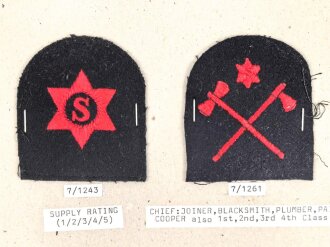 Großbritannien, Sammlung Ärmelabzeichen Marine, auf Karton getackert