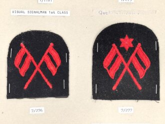 Großbritannien, Sammlung Ärmelabzeichen Marine, auf Karton getackert