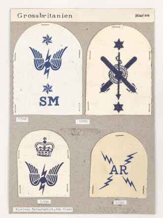 Großbritannien, Sammlung Tätigkeitsabzeichen Marine, auf Karton getackert