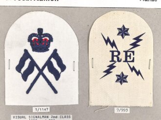 Großbritannien, Sammlung Ärmelabzeichen Marine, auf Karton getackert