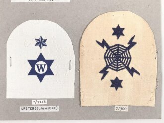 Großbritannien, Sammlung Ärmelabzeichen Marine, auf Karton getackert