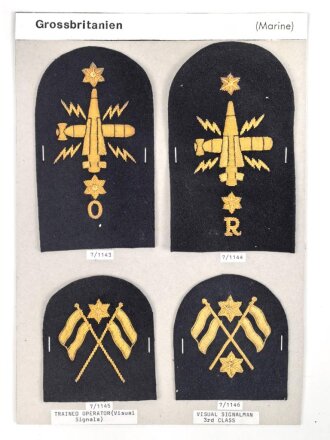 Großbritannien, Sammlung Tätigkeitsabzeichen Marine, auf Karton getackert