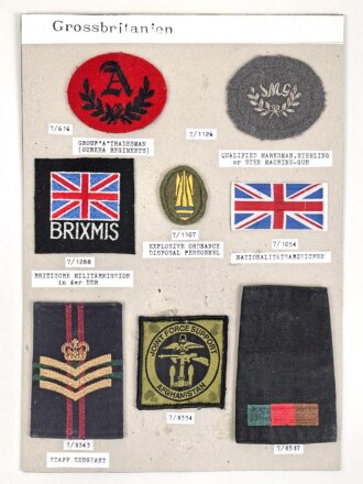 Großbritannien, Sammlung Ärmelabzeichen, auf...