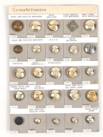Großbritannien, Sammlung verschiedener Knöpfe